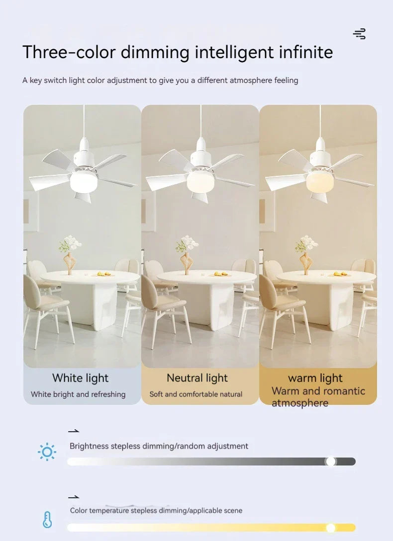 30W E27 Ceiling Fan Light with Remote - LED Dimming Function, Intelligent Silent Fan for Bedroom & Living Room | Kalsten