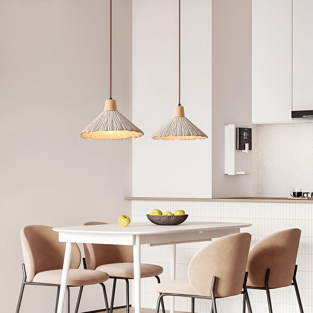 Pendant Light Cement 13.8 in Cream Dining Room Kitchen Island Hanging Ceiling Minimalist Wabi Sabi Rustic Fixture | Kalsten