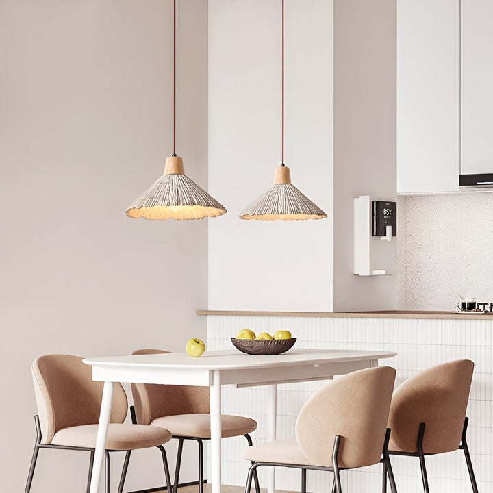 Pendant Light Cement 13.8 in Cream Dining Room Kitchen Island Hanging Ceiling Minimalist Wabi Sabi Rustic Fixture | Kalsten