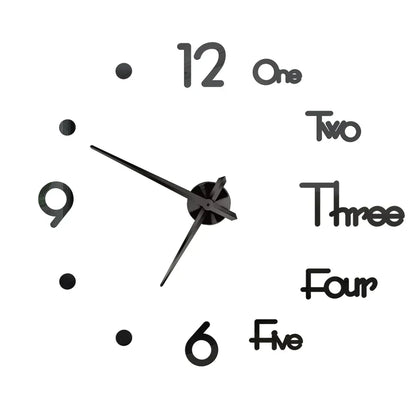 Large DIY 3D Mirror Acrylic Wall Clock for Kitchen, Dining Room, Living Room | Skanto