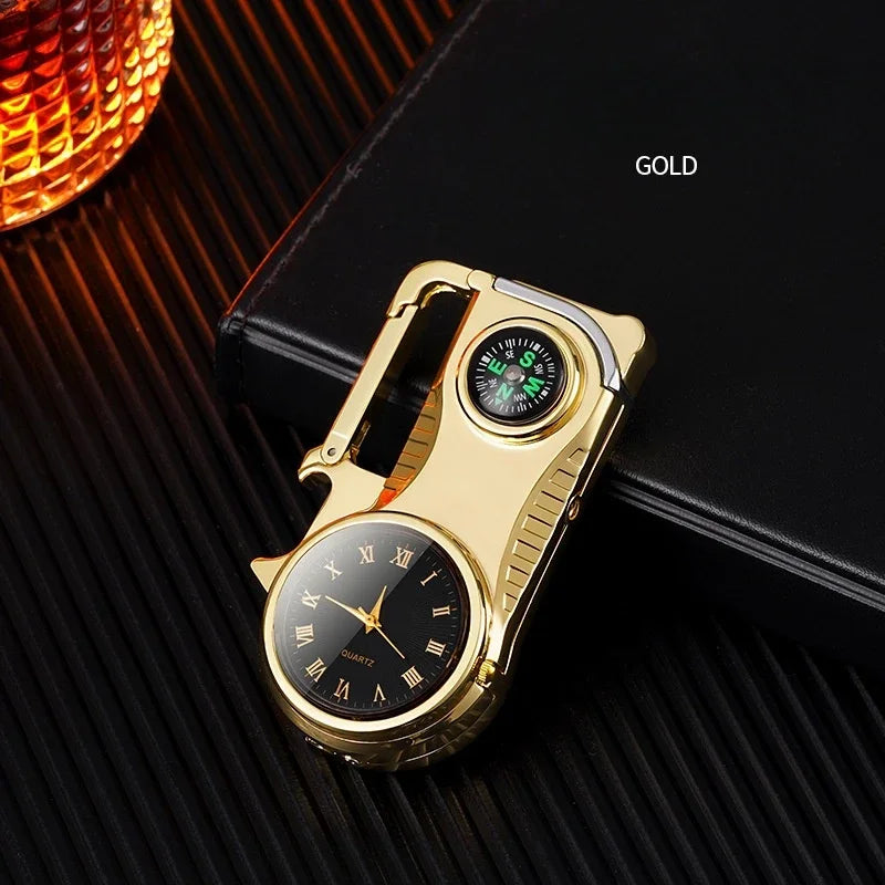 4in1 Windproof Metal Butane Compass Watch Keychain Lighter | Kalsten