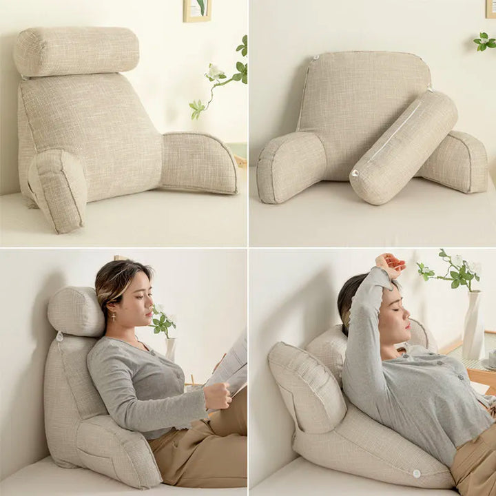 Ergonomic back cushion with armrests