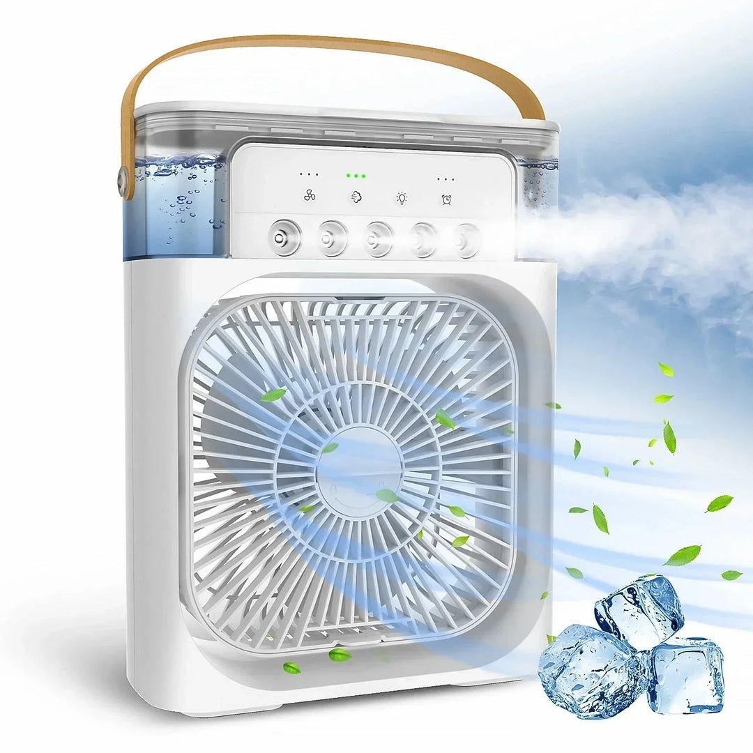 Portable USB Electric Fan with LED Night Light and Water Mist - 3-in-1 Air Humidifier for Home | Kalsten