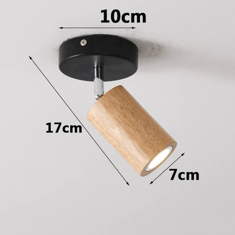Nordic LED Wall Lamp – Solid Wood Ceiling Spotlight with Adjustable Downlight for Aisle, Stairs, and Home Decor, AC 90-260V | Kalsten