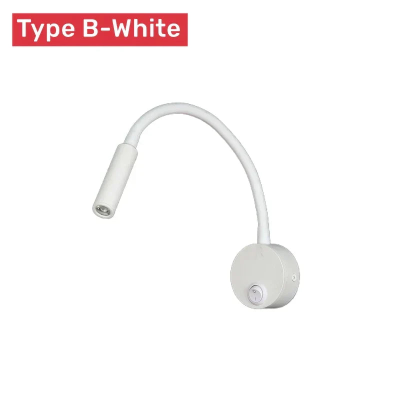 Modern Flexible LED Reading Wall Lamp with Switch for Bedroom and Study - 1W/3W | Kalsten