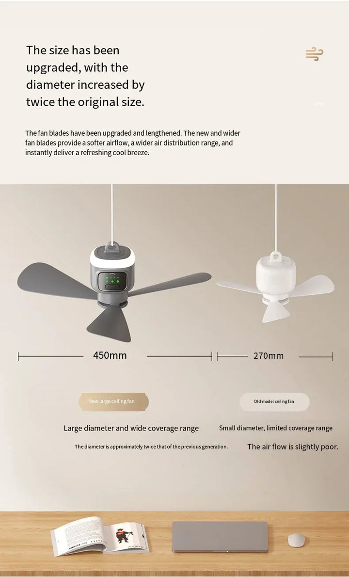 12000mAh Portable Ceiling & Camping Fan – Outdoor Tent Air Circulator and Cooling Ventilator | Kalsten