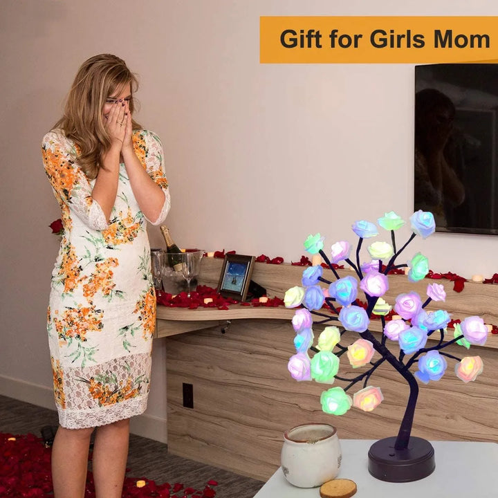 RGB Rose Flower Tree Lights 24LED USB Battery Table Lamp Fairy Night Light Home Party Christmas Wedding Bedroom Decoration Gift | Kalsten