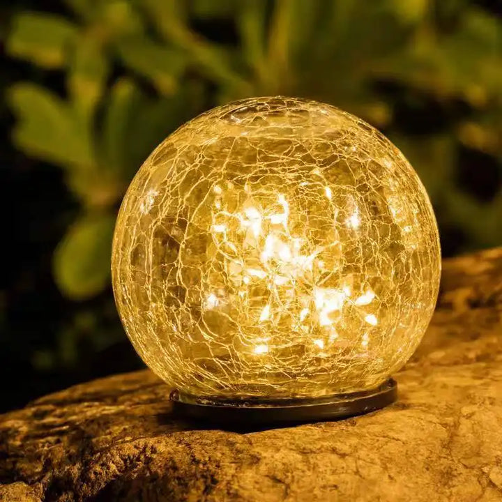 LED garden lights in crackle glass look – solar ball lamps for outdoor use and decoration | Kalsten