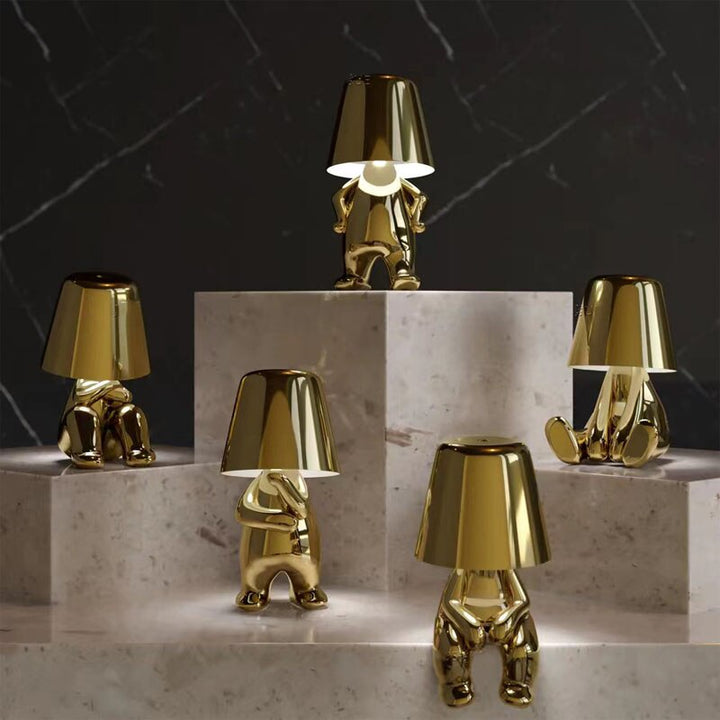 Golden Man LED Thinking Table Lamp – Playful Nightstand Lamp for Bedroom & Decor | Kalsten