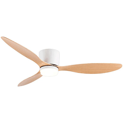 42-52 Inch Ceiling Fans with DC Motor — Remote Control Low Profile Cooling Fans, No Light, White Wood & Black Options | Skanto