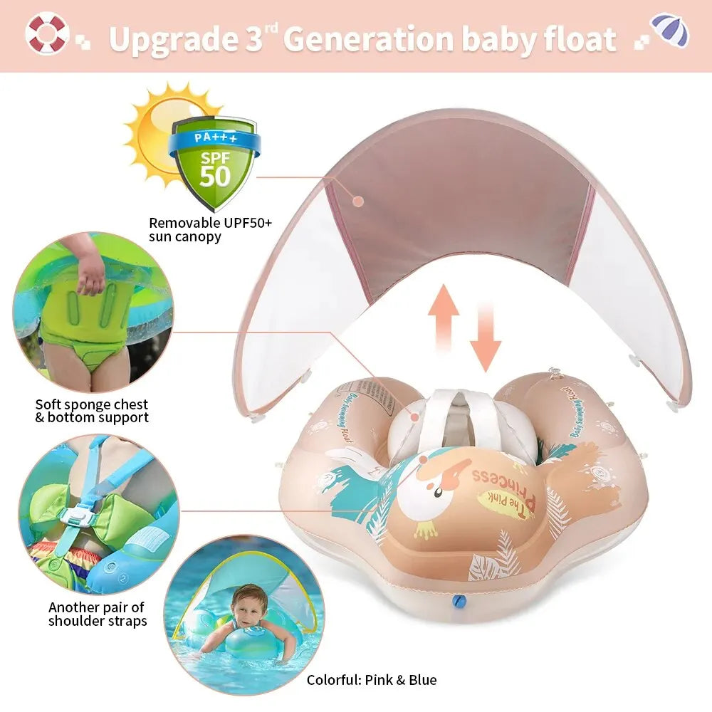 Kalsten | Solaboo Baby Swim Ring | With UV Canopy & Support | Inflatable & Safe | From 6 Months