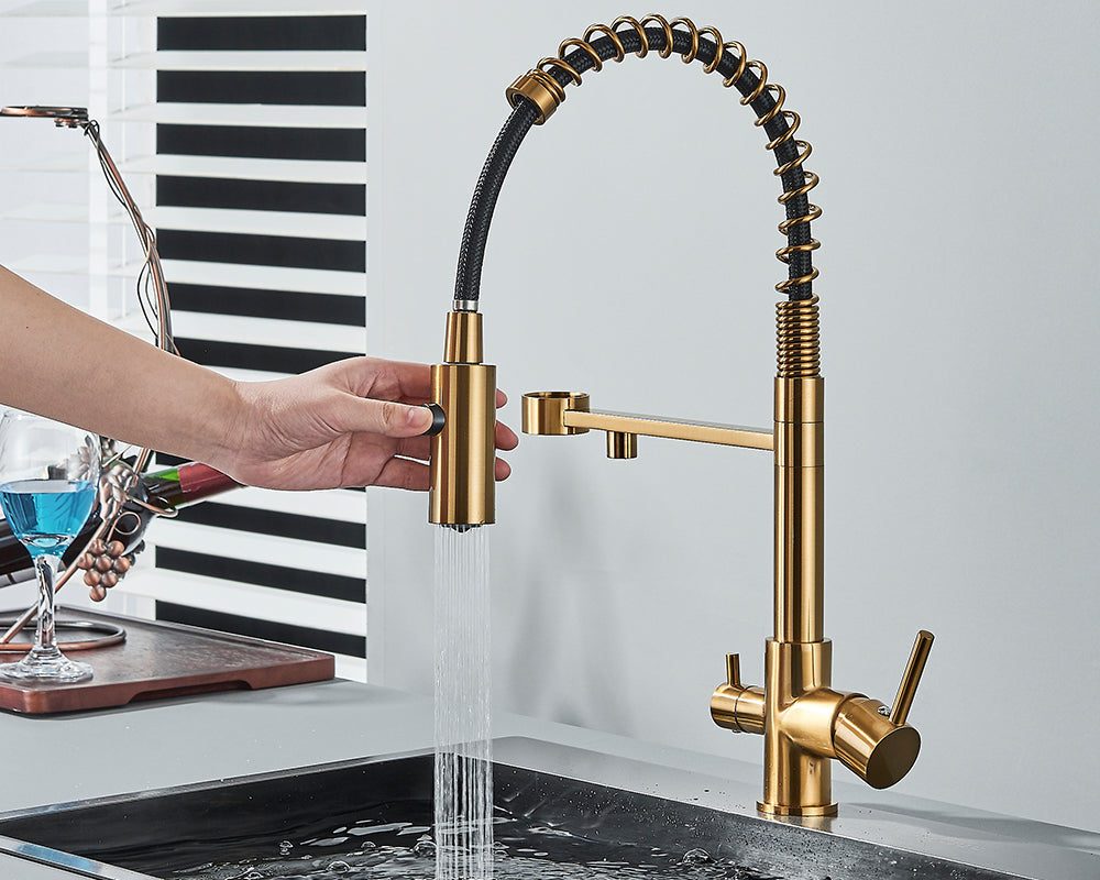 Sandsberg Black Filter Kitchen Faucet with Dual Outlet – Mixing Tap with Water Filter for Kitchens, Water Treatment and Cleaning | Kalsten