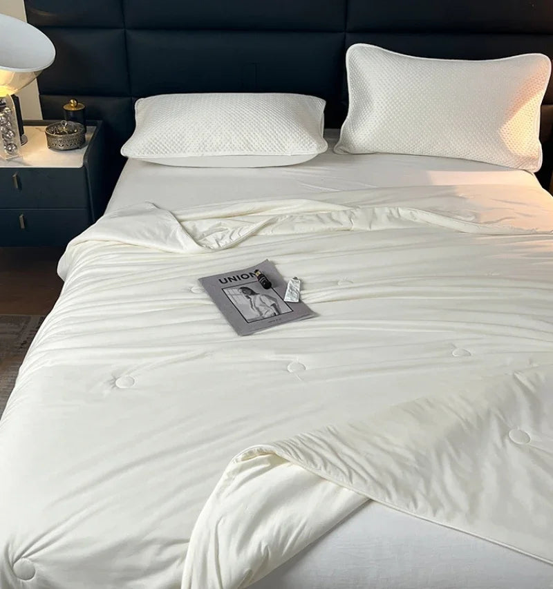 Air Condition Summer Comforter — Pure Color Ice Silk Cooling Blanket, Lightweight & Smooth Twin/King Size Quilt | Kalsten