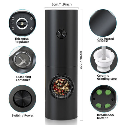 Skanto | Electric Automatic Pepper and Salt Grinder with LED Light and Adjustable Grind - Perfect for Kitchen or Restaurant