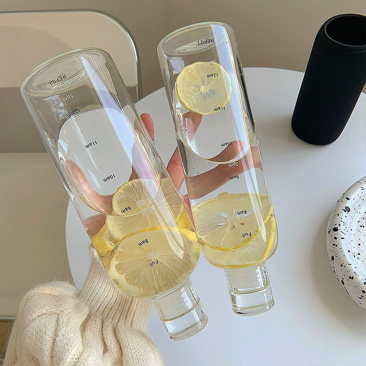 Heat-Resistant Glass Water Bottle – Time Scale Design