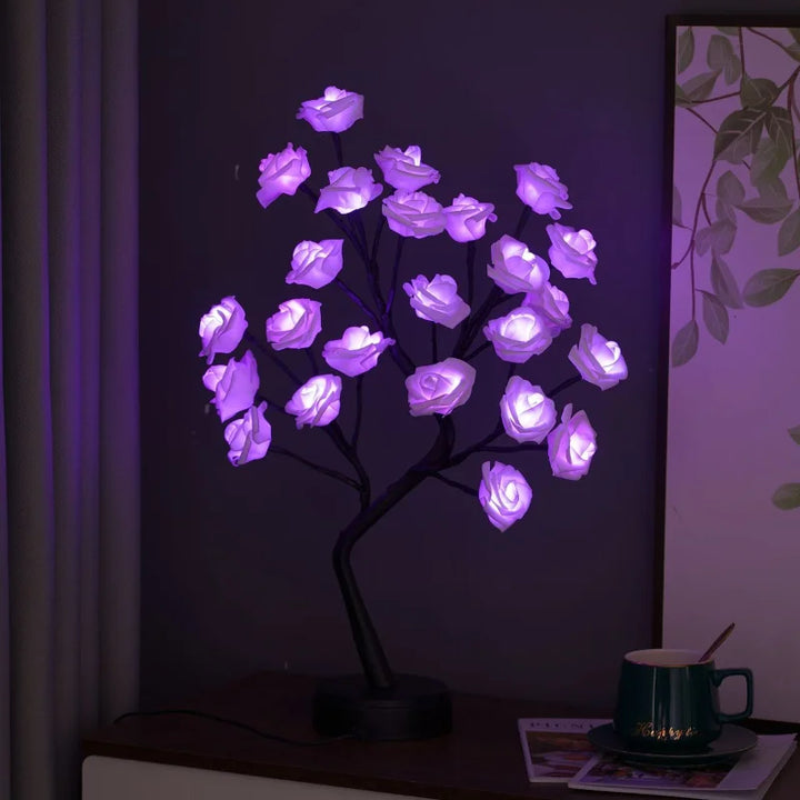 RGB Rose Flower Tree Lights 24LED USB Battery Table Lamp Fairy Night Light Home Party Christmas Wedding Bedroom Decoration Gift | Kalsten