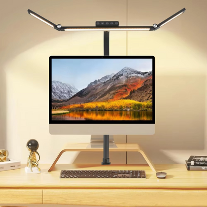 Skanto | 24W Trippe Head LED Desk Lamp with Clamp and Auto Dimming for Office and Home