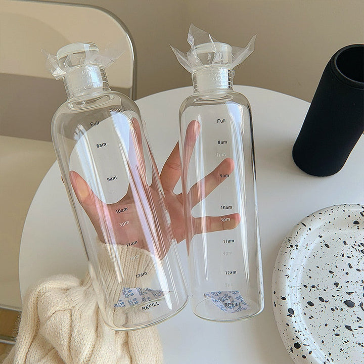 Heat-Resistant Glass Water Bottle – Time Scale Design