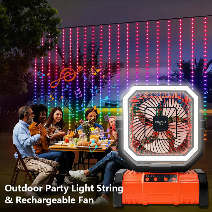 Rechargeable Camping Fan with 20000mAh Battery, 4 Speeds and LED Lantern | Kalsten