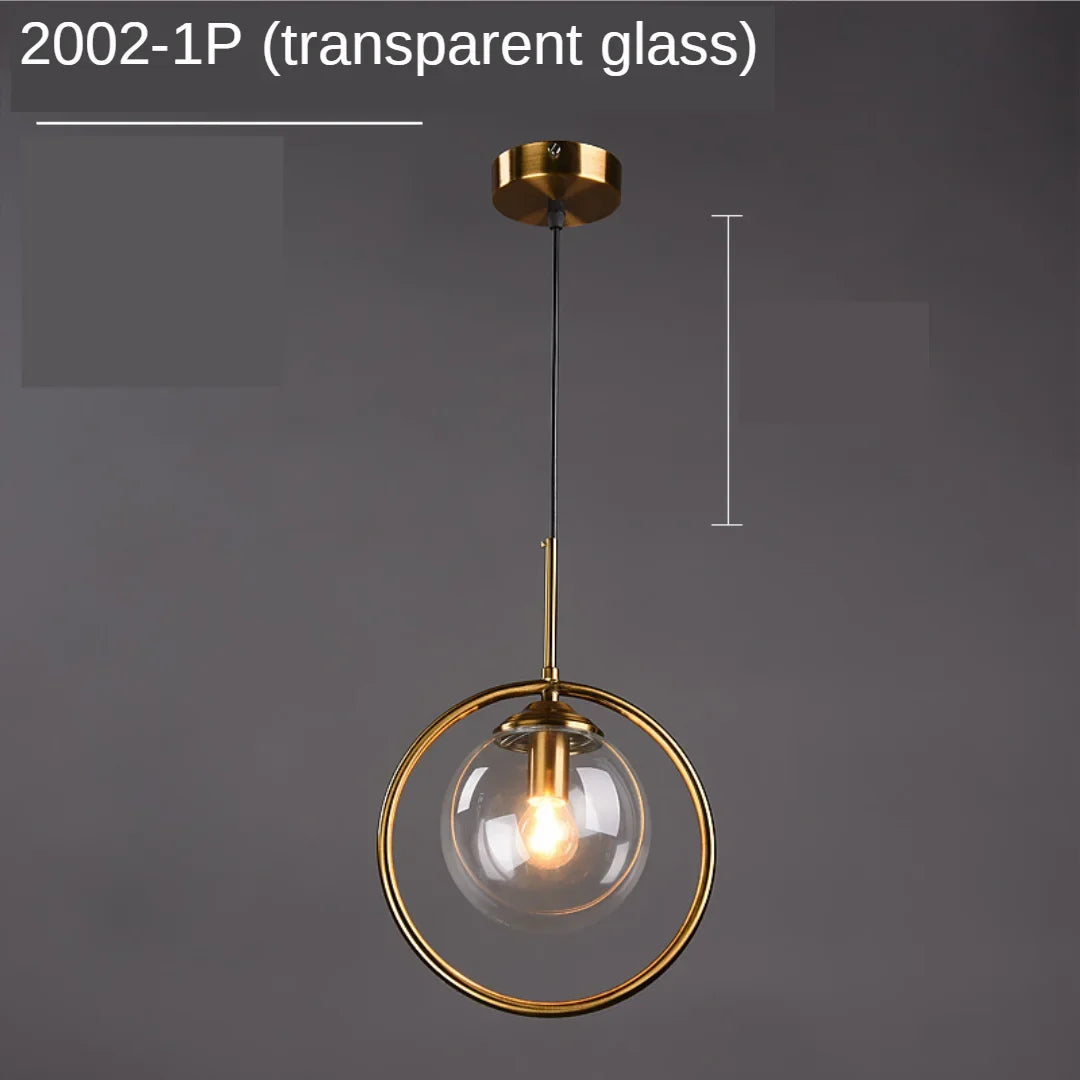 Modern Glass Pendant Lights for Bedroom Bedside Bathroom Hanging Lamp Ceiling Chandeliers Hotel Restaurant Decoration Ring | Kalsten