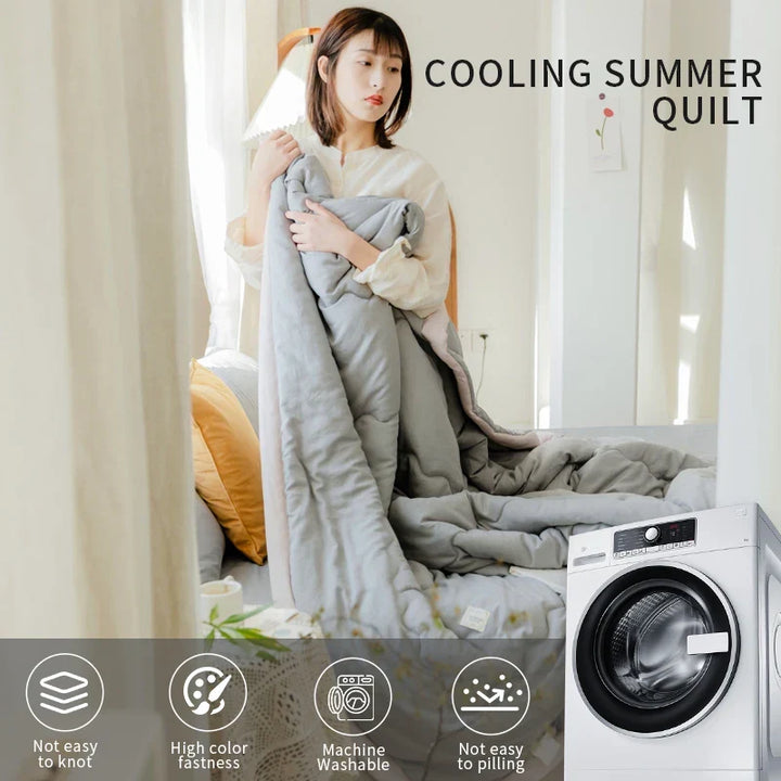 2024 Japanese Cotton-Polyester Summer Quilt – Lightweight, Washable, Skin-Friendly Solid Color Quilt | Kalsten