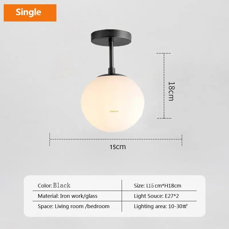 Modern Nordic LED Ceiling Light – Gold Iron and Glass Lamp for Corridor, Aisle, Cloakroom, Balcony, and Bedroom | Kalsten