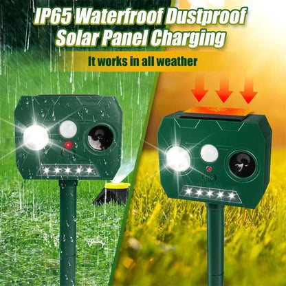 Skanto | ULTRAGUARD ULTRASONIC PEST REPELLER – Ultrasonic Pest Repeller with LED Light – Weather-Resistant and Battery-Powered for Garden and Outdoor Use
