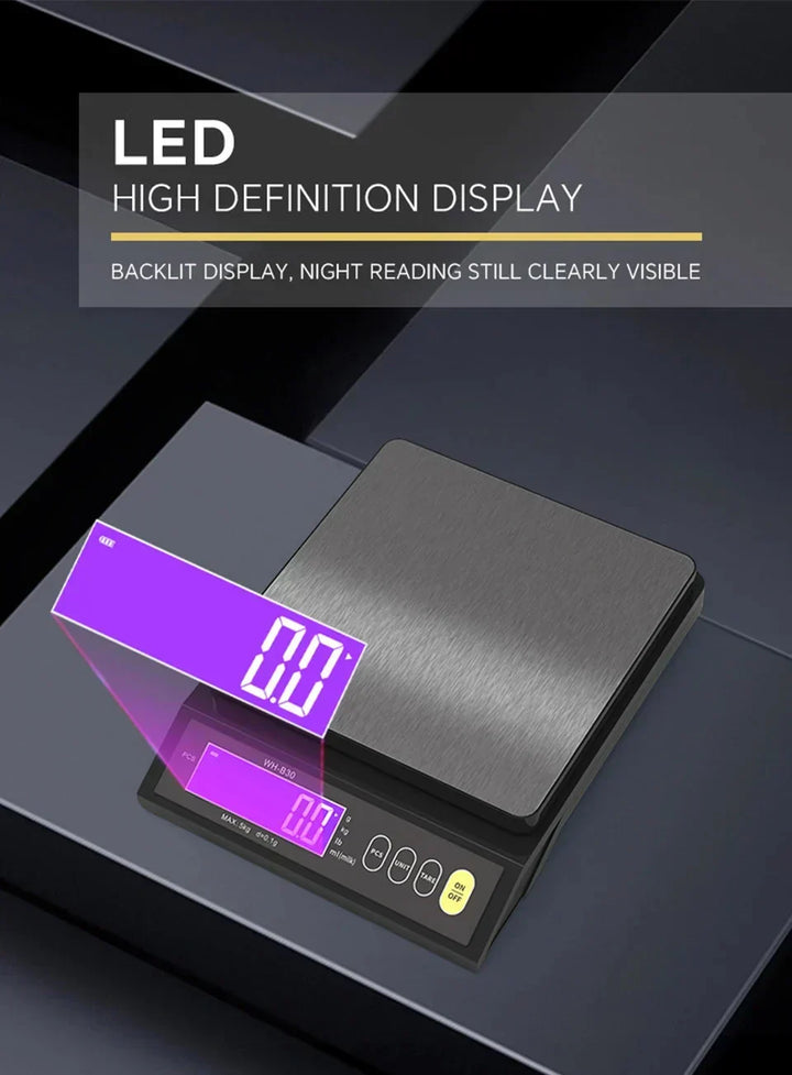 Kalsten | 5 kg/0.1 g and 10 kg/1 g digital electronic kitchen scale, LCD display, fully waterproof stainless steel weighing tool for baking