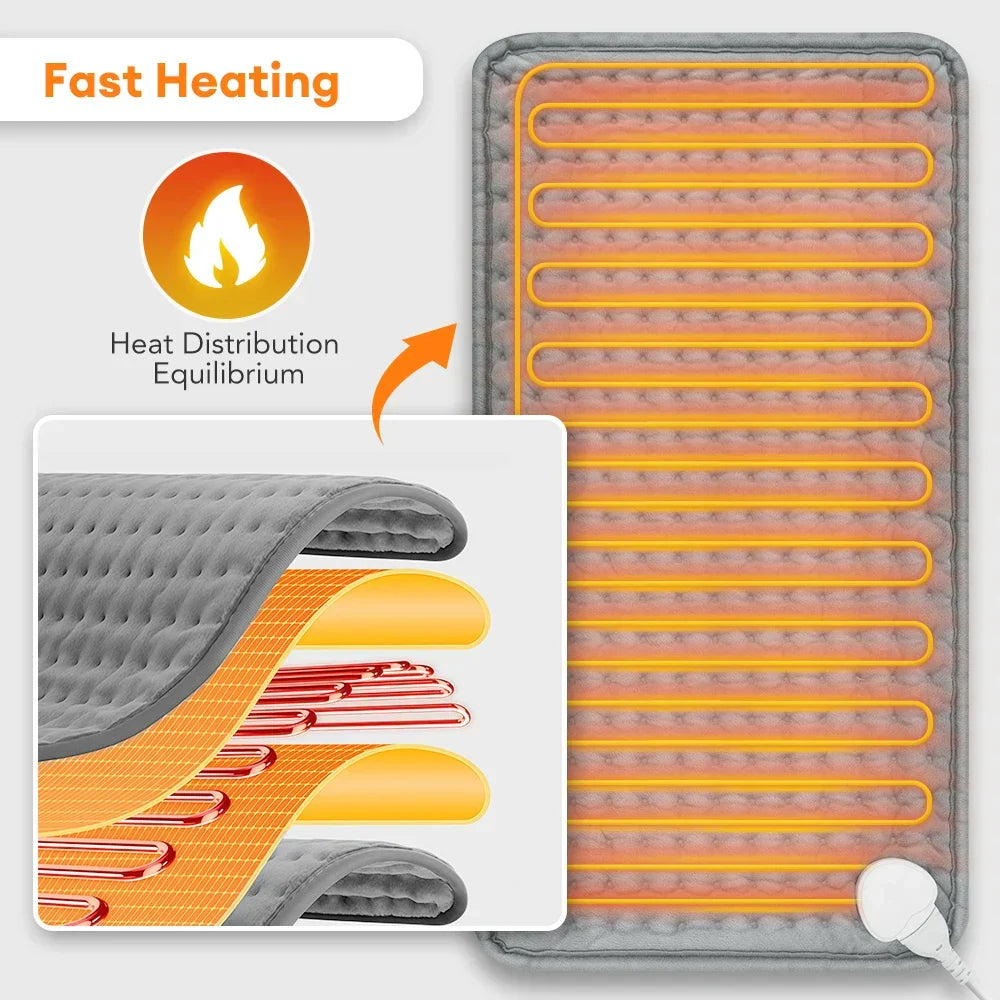 Karnz | ThermaEase Electric Heating Pad | 9 Temperature Settings & 4 Timer Modes | 30x60 cm | Washable & Fast Heating | For Back, Abdomen & Legs