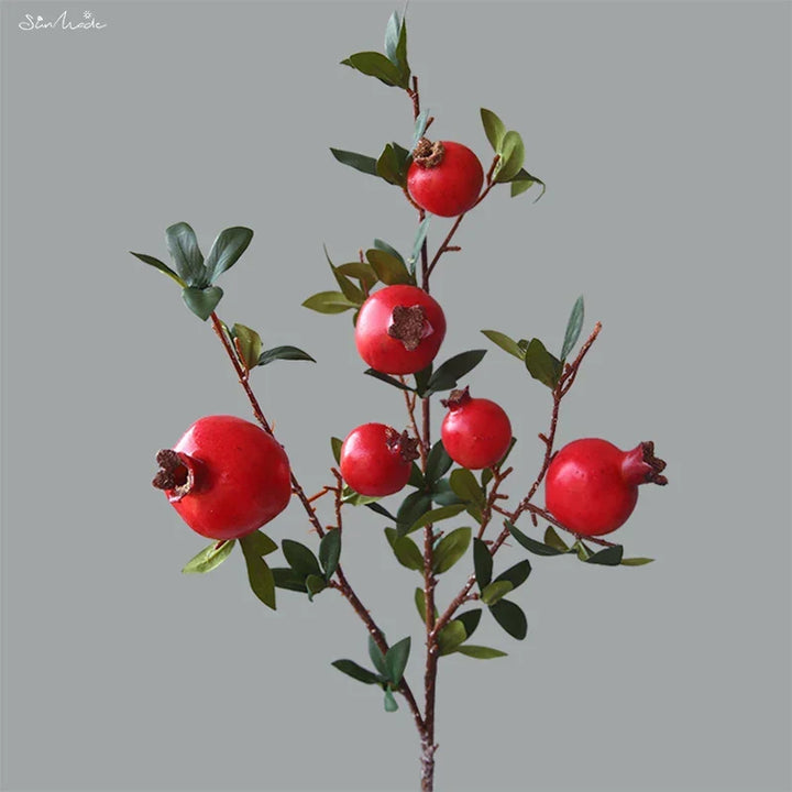 6-Piece Artificial Pomegranate Fruit Branch with Leaves | Kalsten