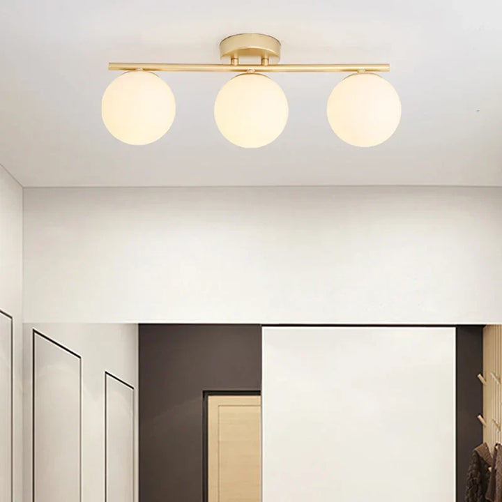 Modern Nordic LED Ceiling Light – Gold Iron and Glass Lamp for Corridor, Aisle, Cloakroom, Balcony, and Bedroom | Kalsten