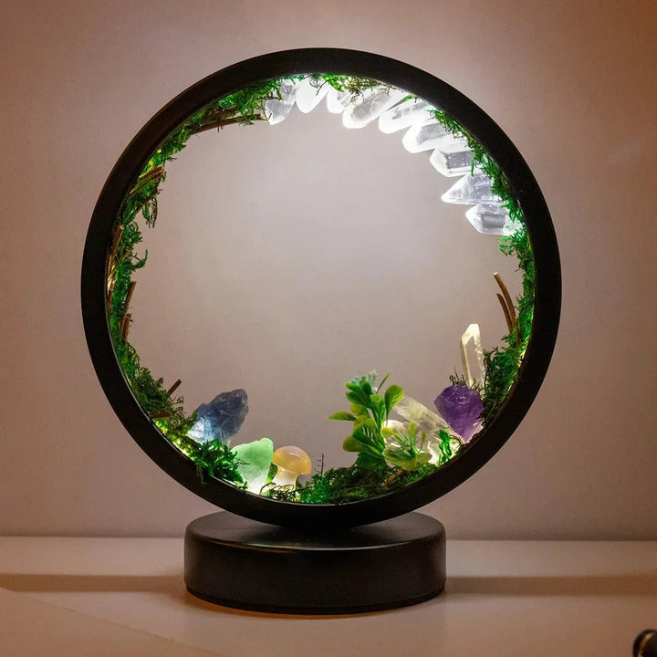 elegant round frame green crystals chic decoration | Kalsten