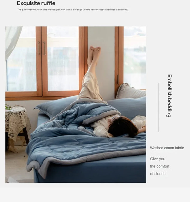 2024 Japanese Cotton-Polyester Summer Quilt – Lightweight, Washable, Skin-Friendly Solid Color Quilt | Kalsten
