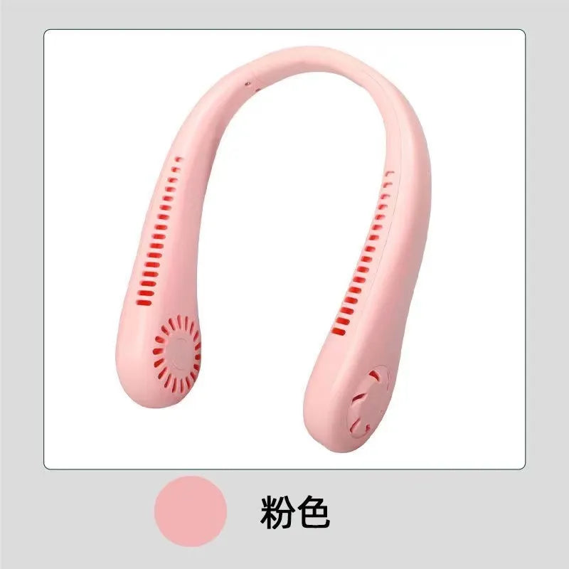 Stay Cool Anywhere with 1PC New Mini Neck Portable Bladeless Hanging Neck Fan - Long Battery Life, Rechargeable, 3-Speed Air Cooler for Summer Sports | Kalsten