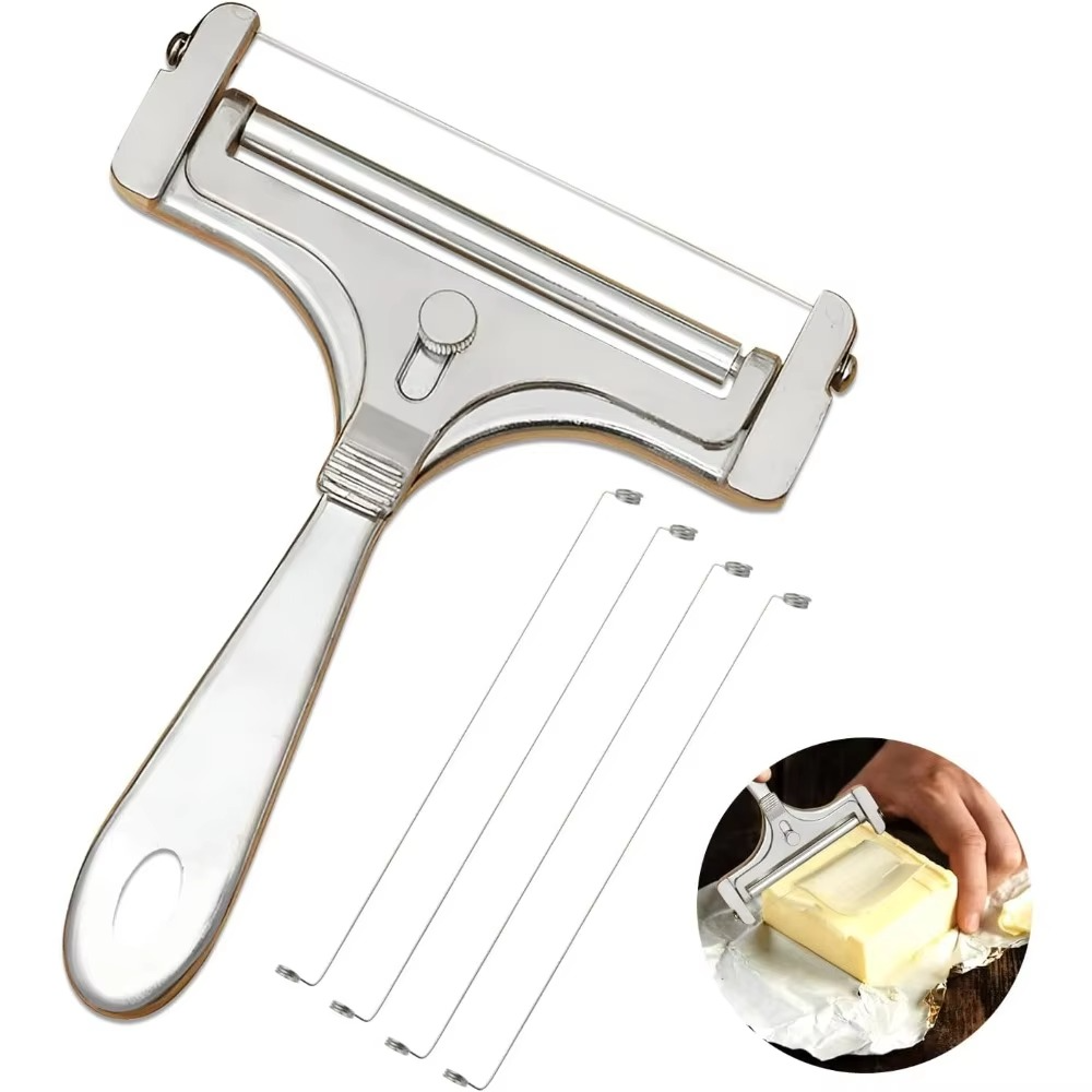 Kalsten | Premium Stainless Steel Cheese Slicer with Adjustable Thickness & Extra Wires