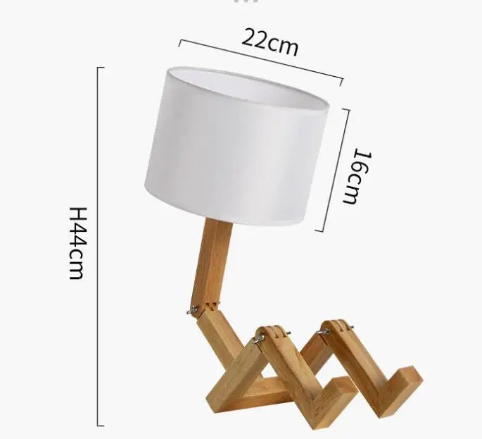 Playful Robot Table Lamp - made of Sustainable Wood for Creative Spaces Kalsten
