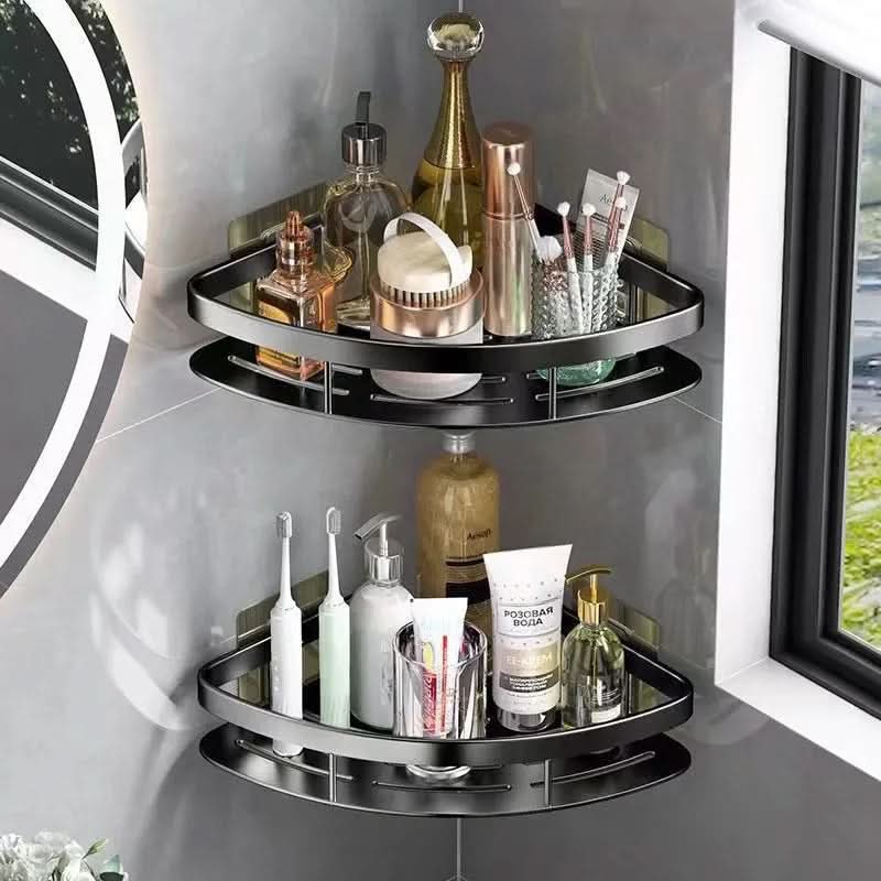 No-Drill Aluminium Corner Bathroom Cabinet