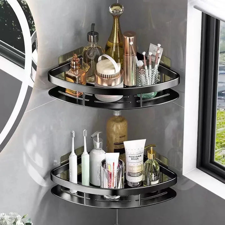 Corner Holder Aluminum Wall Shelf – Space-Saving Bathroom Organizer Without Drilling | Kalsten