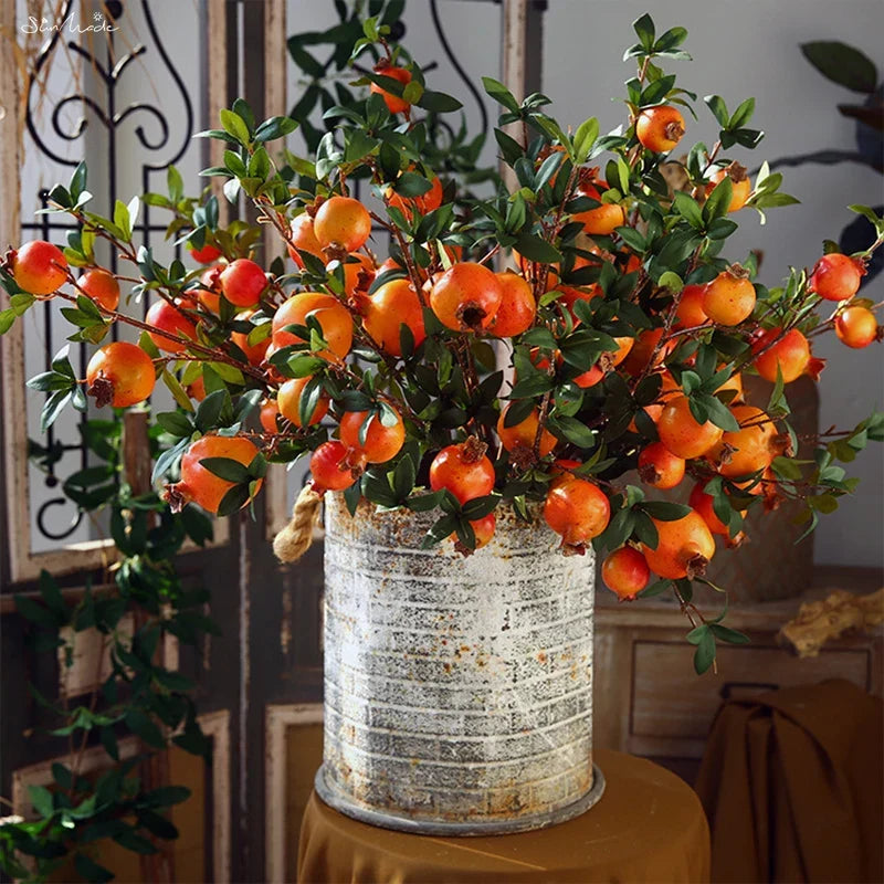 6-Piece Artificial Pomegranate Fruit Branch with Leaves | Kalsten