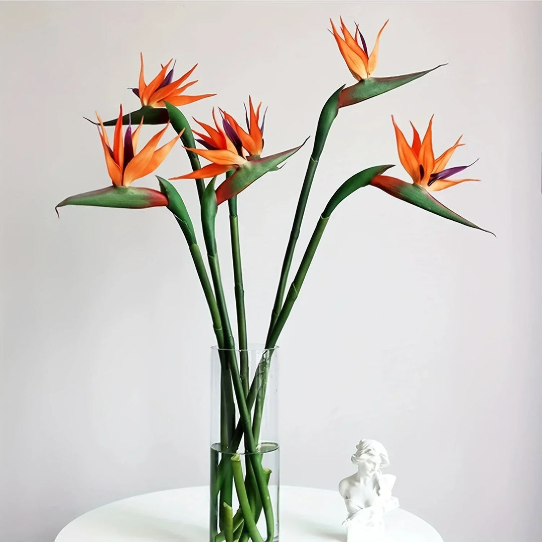 Kalsten | Floriva 3 Piece Set Artificial Strelitzias | Bird of Paradise Flowers | 24.5 cm Long Stems | Decoration for Home, Office & Events