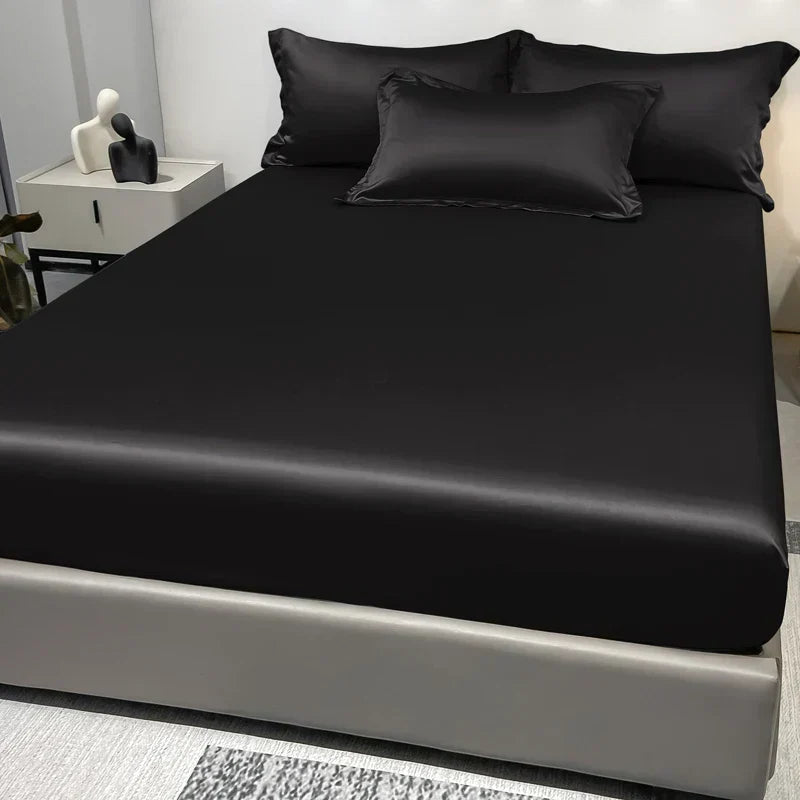 Skanto | SatinDreams Luxury Fitted Sheet | Silk Satin Bed Sheet | Breathable & Cooling | Wrinkle-Free | Easy Care