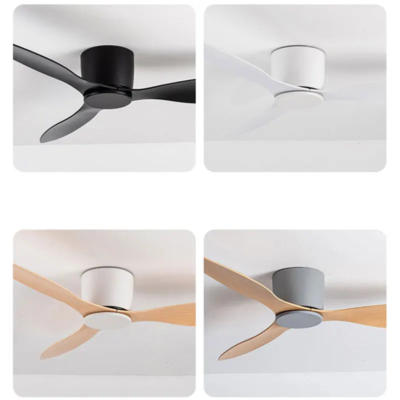 42-52 Inch Ceiling Fans with DC Motor — Remote Control Low Profile Cooling Fans, without Light, white Wood & black Options | Brehn