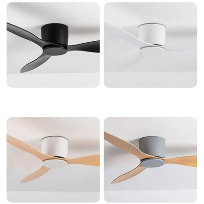 42-52 Inch Ceiling Fans with DC Motor — Remote Control Low Profile Cooling Fans, without Light, white Wood & black Options | Brehn