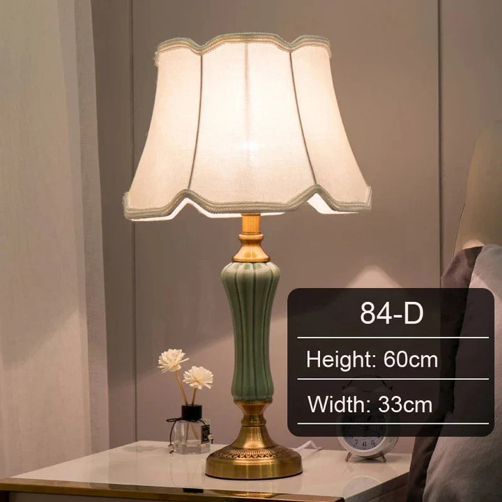 Modern Hotel Bedside Lamp Table Ceramic Light - Nordic Ins Fabric Desk Light - Household Foyer Living Room Bedside Study Desk Lamp | Kalsten