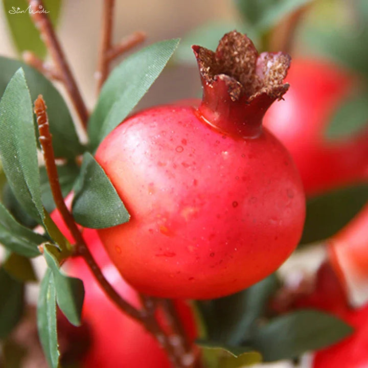 6-Piece Artificial Pomegranate Fruit Branch with Leaves | Kalsten