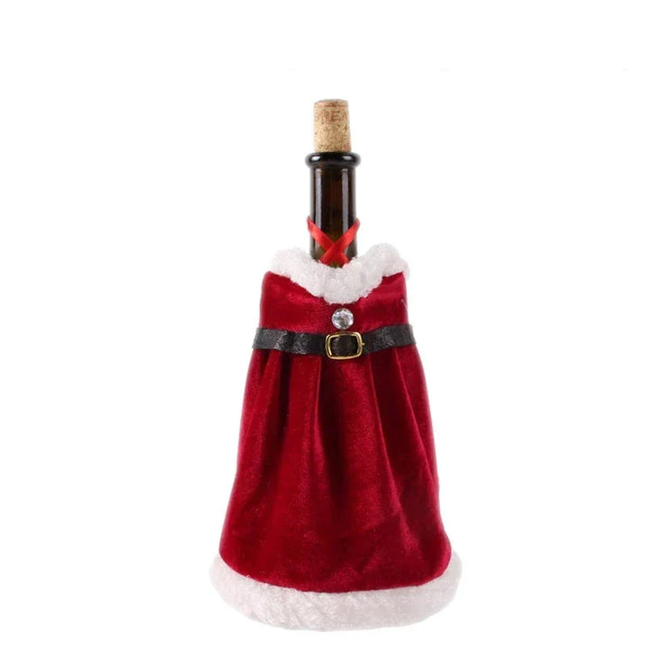 Christmas bottle cover with fur collar – festive cover for wine bottles, gnome decoration for Christmas, perfect as gift wrapping | Kalsten