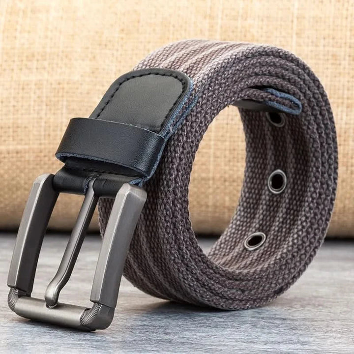 Kalsten | Men’s Canvas Belt – Adjustable Casual Striped Waistband