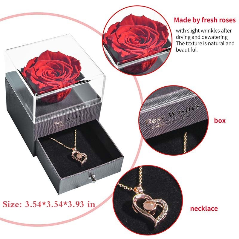 Kalsten | Natural Eternal Rose Necklace Jewelry Box