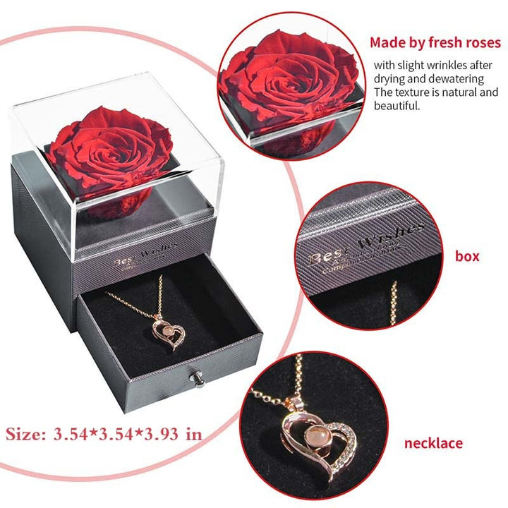 Kalsten | Natural Eternal Rose Necklace Jewelry Box