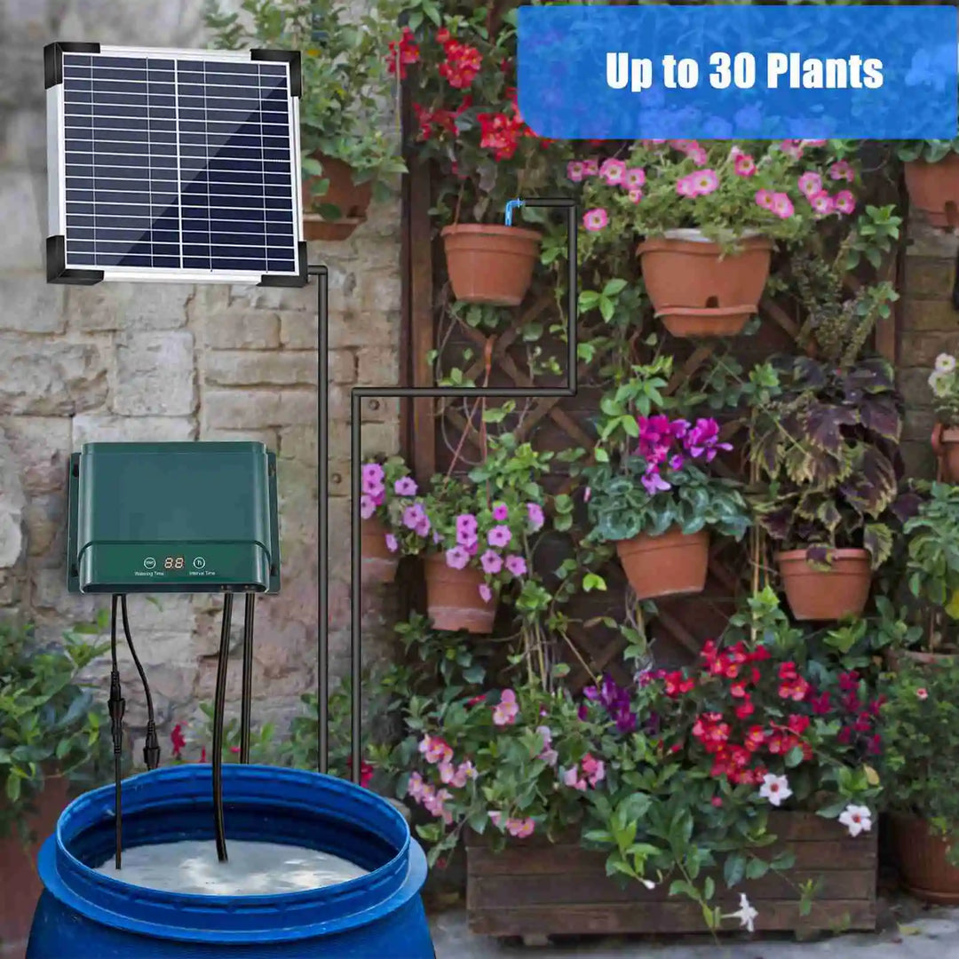 Kalsten | Solar Drip Irrigation System Kit Automatic Watering with 30 Modes & 7 Timers – AquaFlow